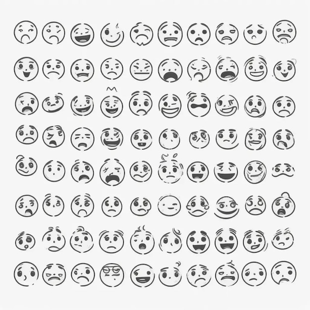 Emojis faces icon in hand drawn style Doddle emoticons vector illustration