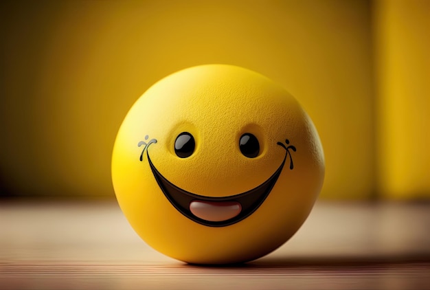 Emoticon of a smiling yellow ball in the backdrop