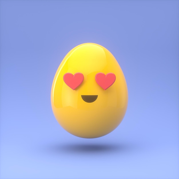 Emotion yellow egg icon 3d rendering