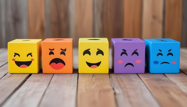 Emotional Expression Cubes Happy Laughing Sad Faces