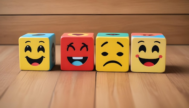 Emotional Expression Cubes Happy Laughing Sad Faces