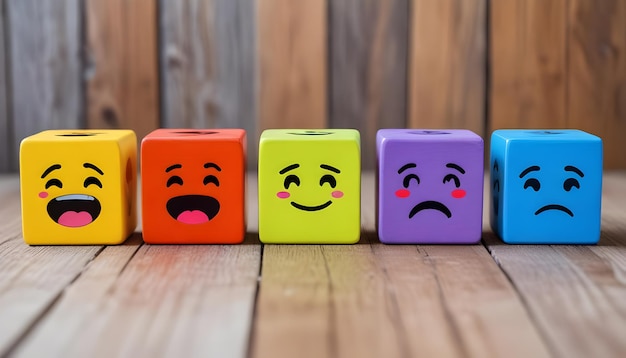 Emotional Expression Cubes Happy Laughing Sad Faces