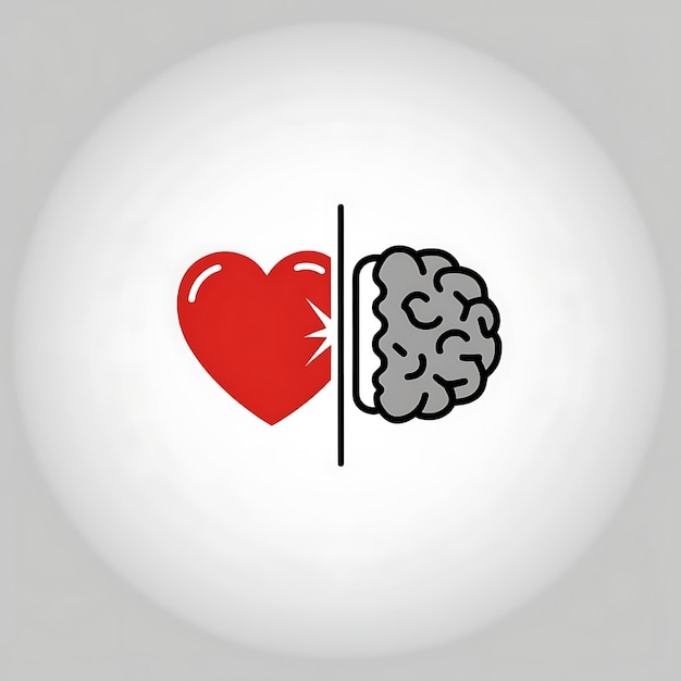 Photo emotional intelligence heart and brain contrast illustration