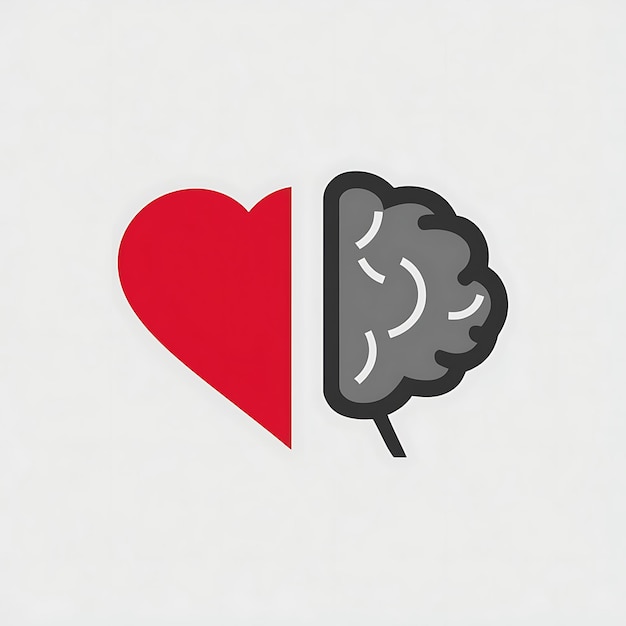 Photo emotional intelligence heart and brain contrast illustration