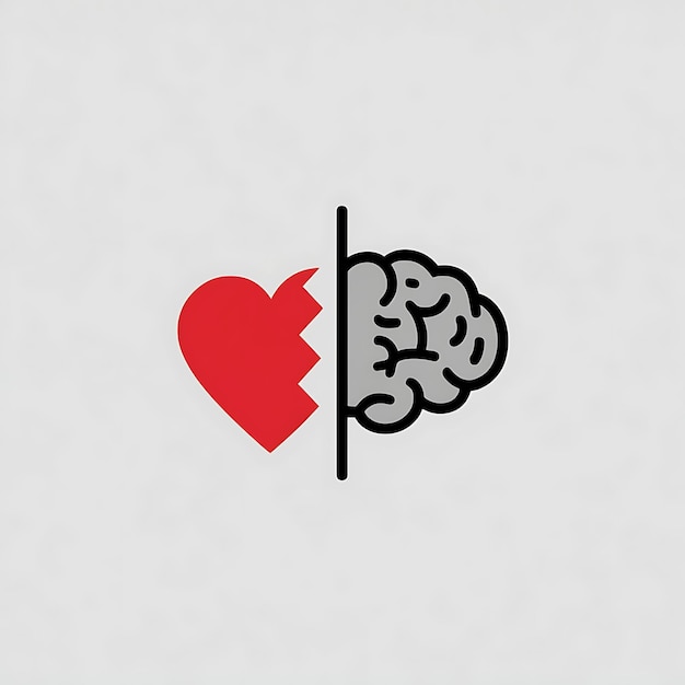 Emotional Intelligence Heart and Brain Contrast Illustration