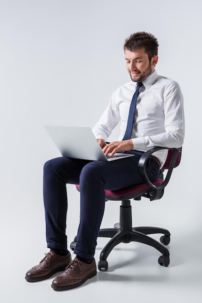 Emotional man and notebook