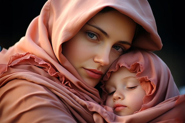 Emotional Mother and Baby Embrace Portrait Conveying the Endless Connection and Tender Moment