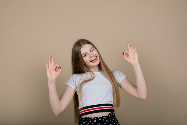 Emotional portrait of surprised woman