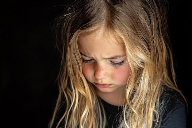 Photo an emotionally traumatized child shows the profound emotional pain and trauma of having been mistreated and abused