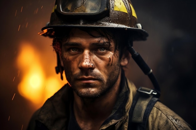 EmotionFilled Firefighter Reflecting on Victory Generative AI