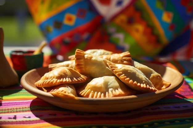 Photo empanadas on a colorful tablecloth