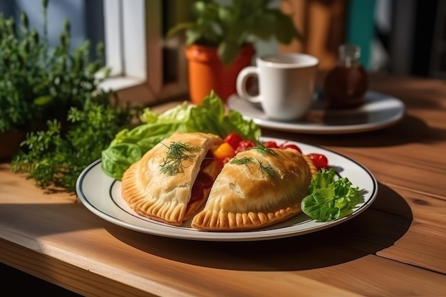 Empanadas On Plate In Scandinavianstyle Cafe