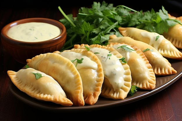 Empanadas with Creamy Mustard Sauce delicious Empanadas food photography