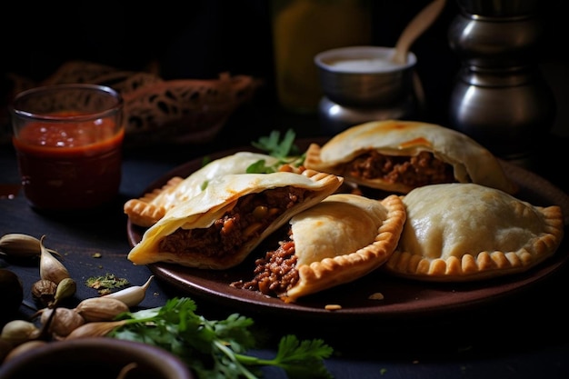 Photo empanadas with spiced lamb filling delicious empanadas food photography