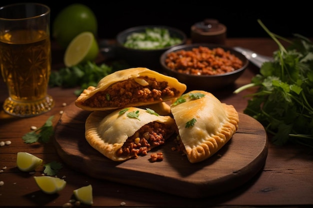 Photo empanadas with spicy red lentil fill delicious empanadas food photography