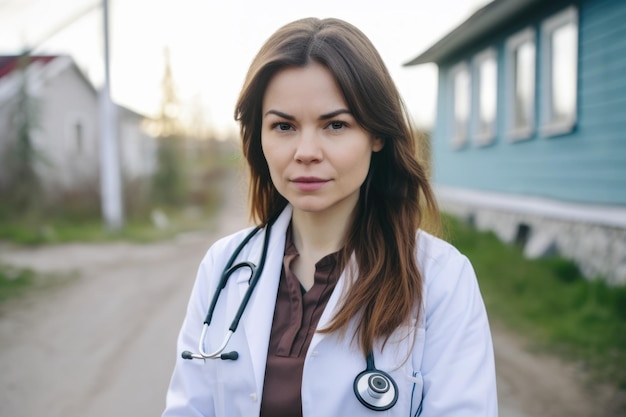 Empathetic Female Doctor Providing Care in a SmallTown Clinic