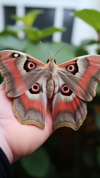 Photo emperor moth in nature abstract image texture pattern background wallpaper cover and screen