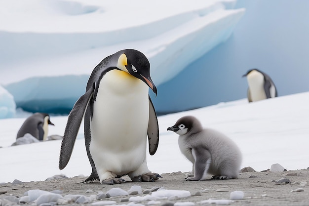 Emperor penguin with chick Snow Hill Island Weddell Sea Antarctica