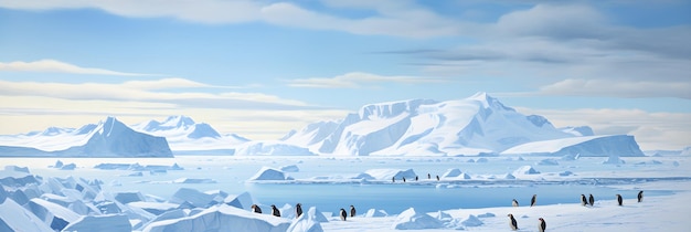 Photo emperor penguins against the backdrop of antarcticas majestic icy wilderness