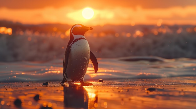 Emperor Penguins at Sunset Arctic Serenity Concept Nature Photography Wildlife Portraits Arctic Land