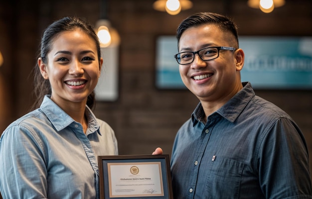 employee receiving recognition for good work labor day concept