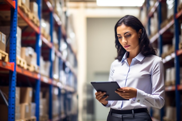 An employee or supervisor checks the stock