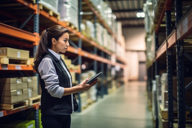 An employee or supervisor checks the stock