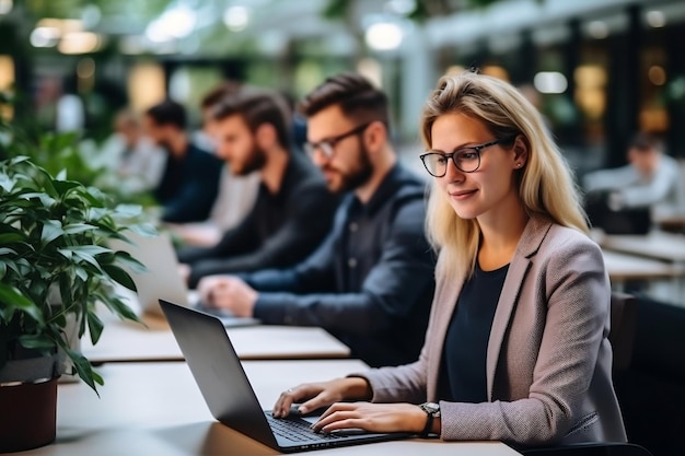 Employees Working in the Office Celebrating Success Generative Ai