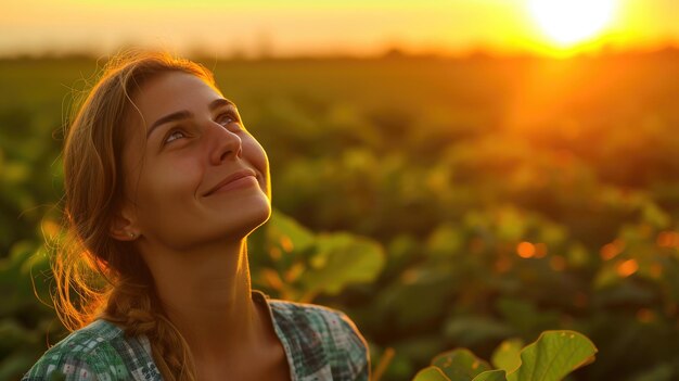 Empowered Brazilian Female Farmer Amidst Soya Fields