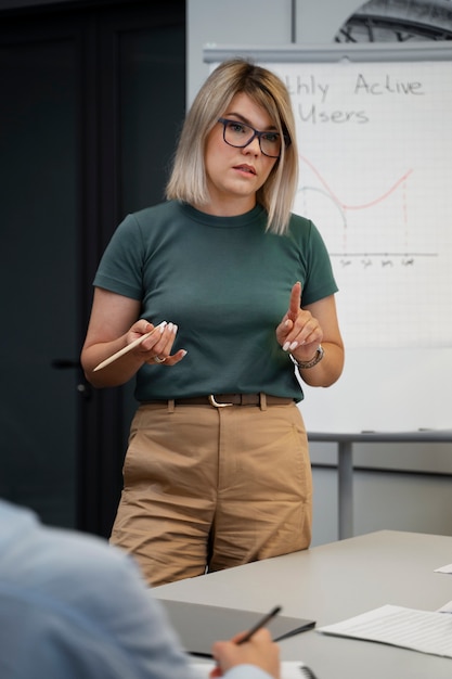 Empowered business woman working in the city