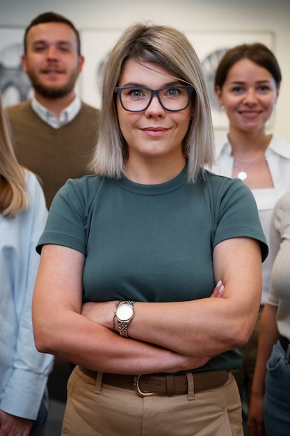 Empowered business woman working in the city