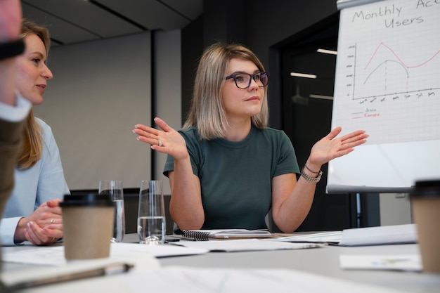 Empowered business woman working in the city