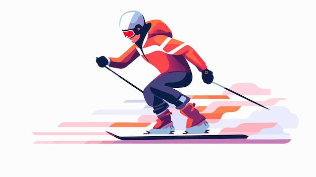 Empowered Female Skier with Amputated Leg Vector Flat Illustration