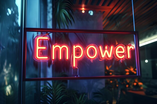 Empowered Glow Love Illuminated in Neon for Strong Women