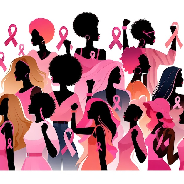 Photo empowered women silhouette breast cancer awareness month