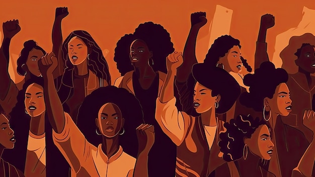 Empowering Black History Month Illustration of Black People in Power