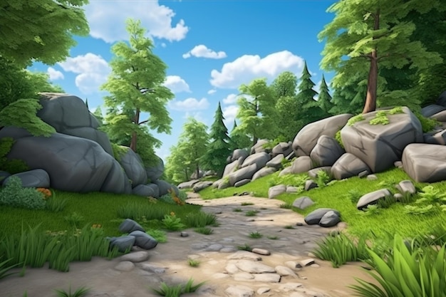 empty 3D cartoon background wallpaper for kids and animation