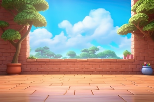 empty 3D cartoon background wallpaper for kids and animation