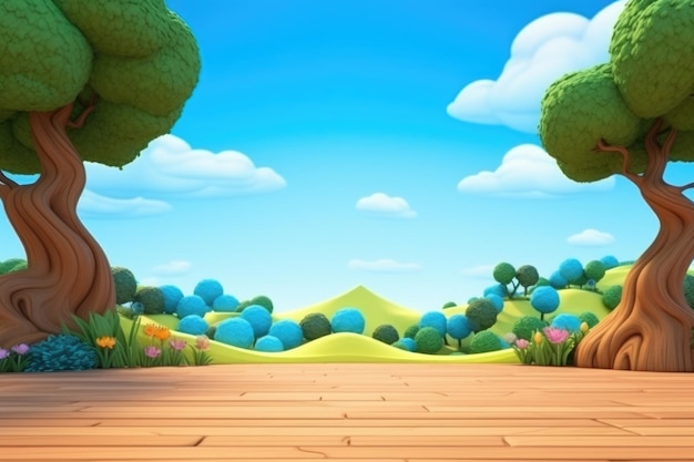 empty 3D cartoon background wallpaper for kids and animation