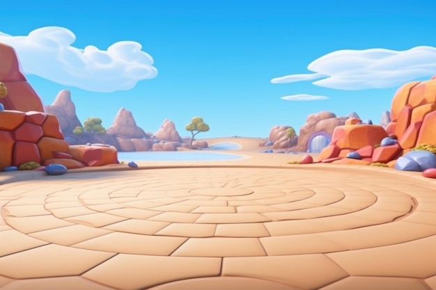 empty 3D cartoon background wallpaper for kids and animation