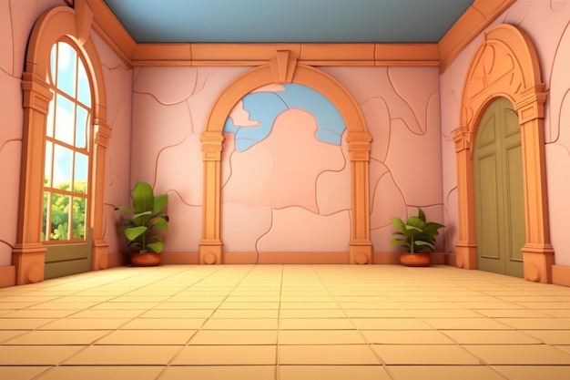 empty 3D cartoon background wallpaper for kids and animation