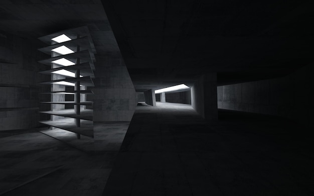 Empty abstract concrete room interior. 3D illustration. 3D rendering