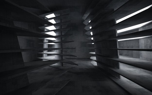 Empty abstract concrete room interior. 3D illustration. 3D rendering