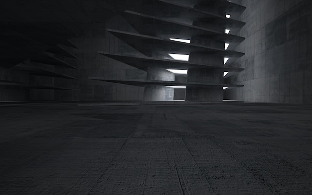 Empty abstract concrete room interior. 3D illustration. 3D rendering