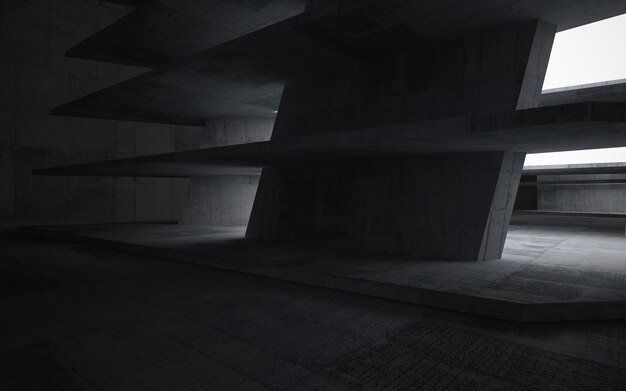 Empty abstract concrete room interior. 3D illustration. 3D rendering