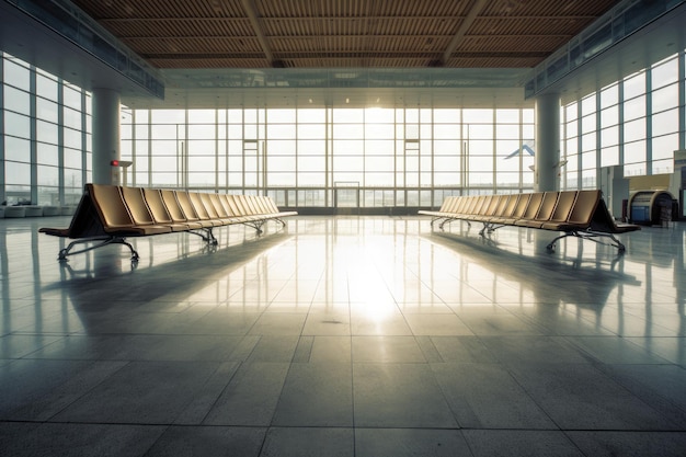 Empty Airport Hall Spacious and Illuminated