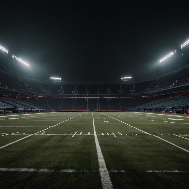 Empty American football field in arena