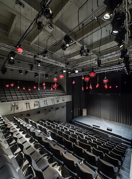 Photo empty auditorium with red lights