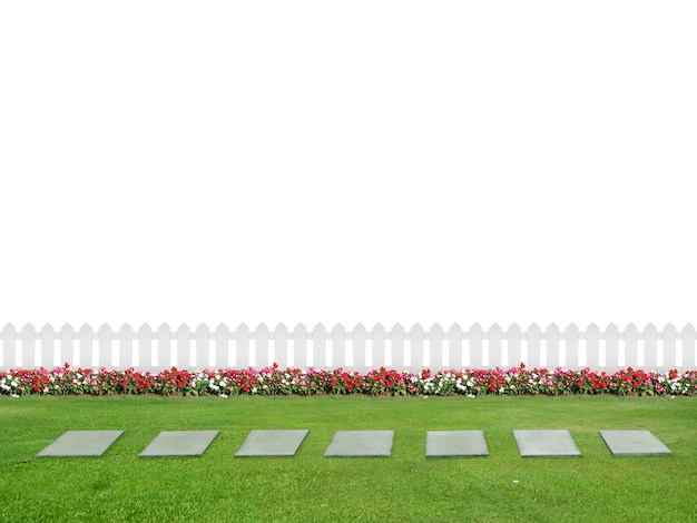 Empty backyard isolated on white background with copy space