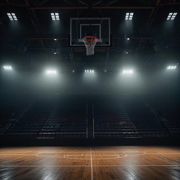 Empty basketball court in arena